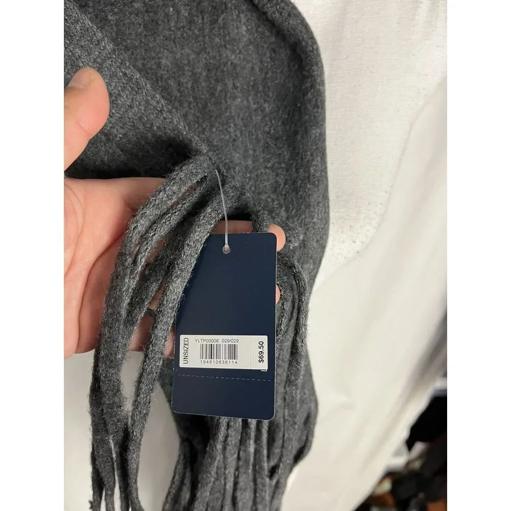 $69.50 Lucky Brand‎ Solid Brushed Scarf Fringe ONE SIZE Gray.